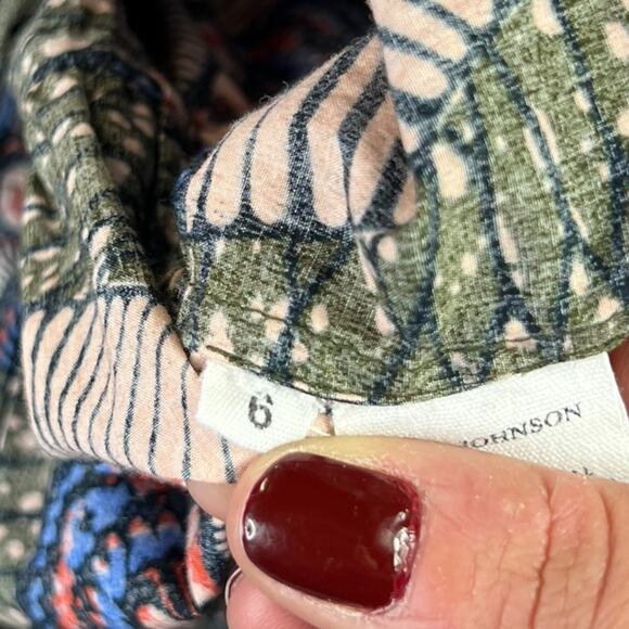 Ulla Johnson Juniper Floral Print Cotton Poplin Midi Dress in Army Green Size 6 - Picture 6 of 9